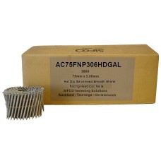 AC75FNP306HDGAL SIFCO® 75mm x 3.06mm Hot Dip Galvanised Face Nailing Head Coil Nails, 3,600pcs/Box