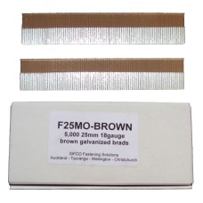 F25M0(5M)BROWN SIFCO® 25mm C125 18 Gauge Galvanised Brads 5,000pcs/box
