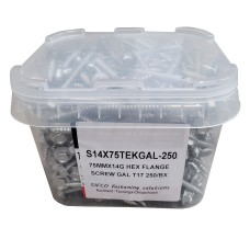 S14X75TEKGAL SIFCO® 75mm x 14Ga. HWF Tek CL3 Galv Screws, 250pcs/Box