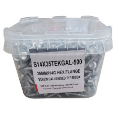 S14X35TEKGAL-500 SIFCO® 35mm x 14Ga. HWF Tek CL3 Galv Screws, 250pcs/Box