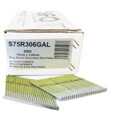 S75R306HDGAL SIFCO® 75mm Hot Dip Galvanised Ring Shank Stick Nails 2,000pcs/box
