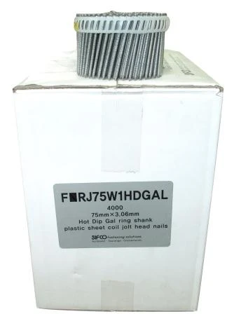 FRJ75W1HDGAL SIFCO® 75mm x 3.15mm Hot Dip Galvanised Jolt Head Ring Shank Coil Nail