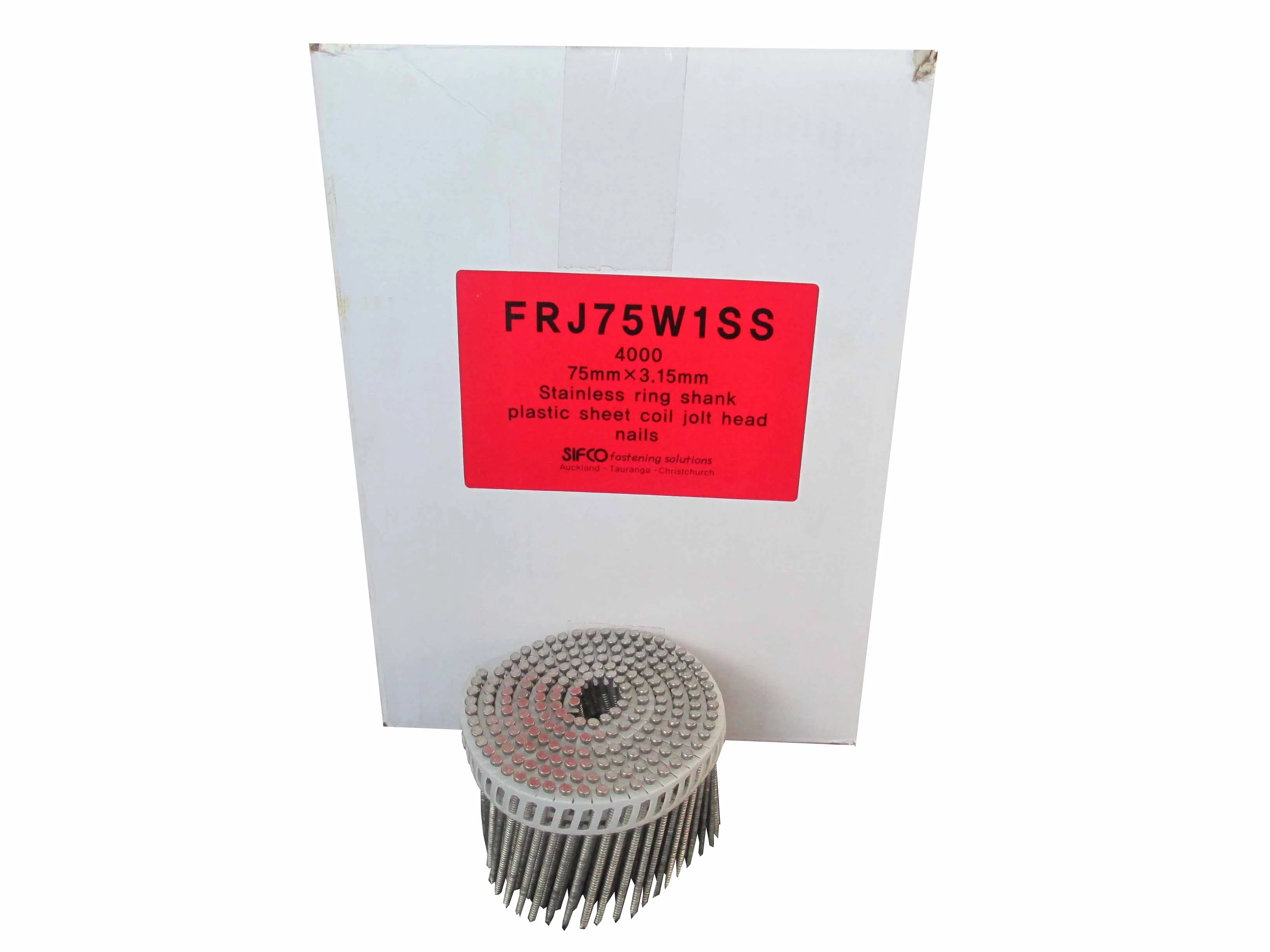 FRJ75W1SS SIFCO® 75mm x 3.15mm Stainless Steel Jolt Head Ring Shank Coil Nail