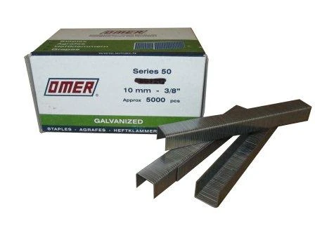 50/10 10MM OMER® 10mm Galvanised Industrial Carton Staples 5,000pcs/Box