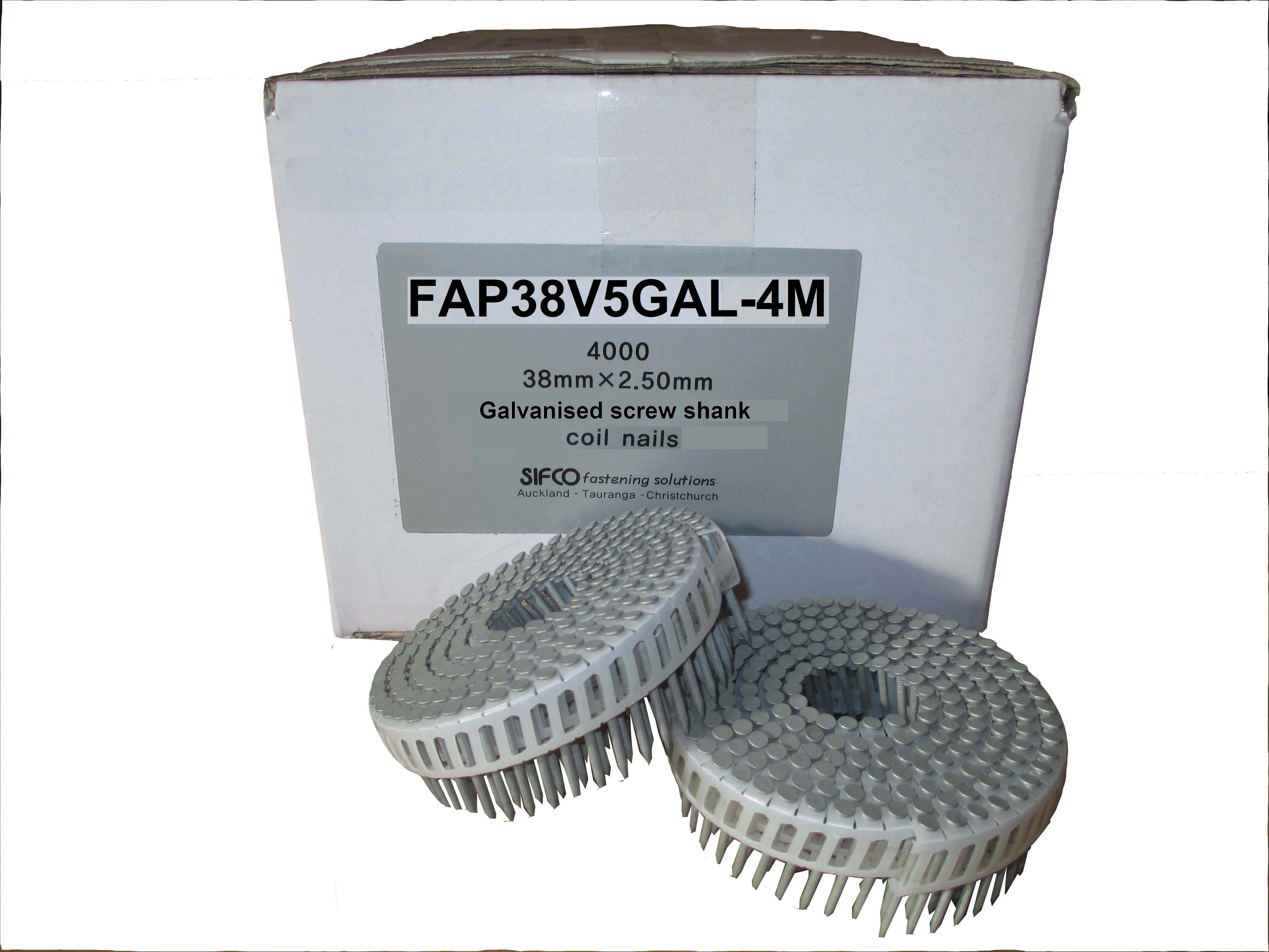 FAP38V5GAL-4M SIFCO® 38mmx2.50mm Steel Penetrating Coil Nails 4,000pcs/Box