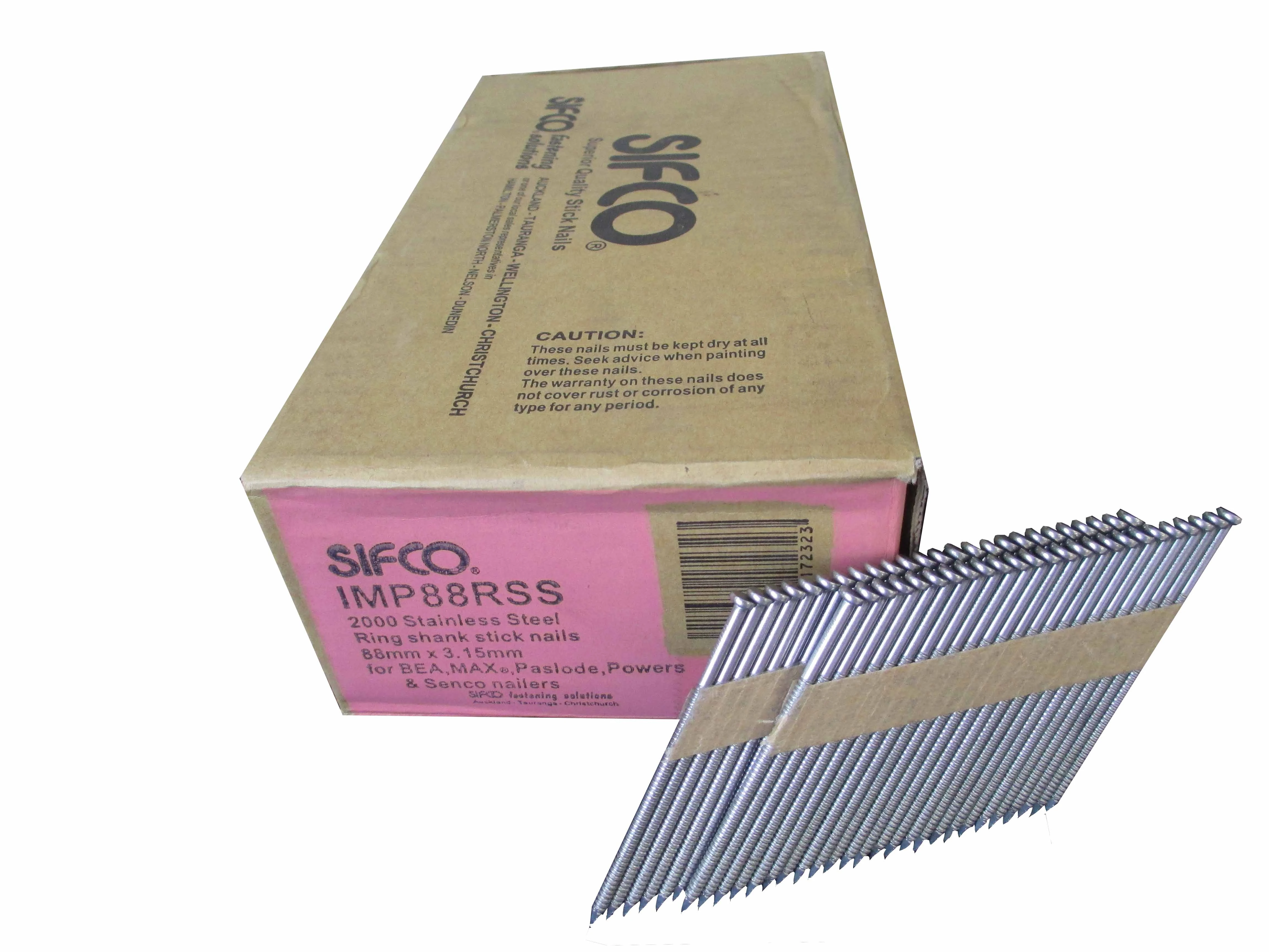 IMP88RSS SIFCO® 88mmx3.15mm Stainless Ring Shank 34 Degree Stick Nail 2,000pcs/Box