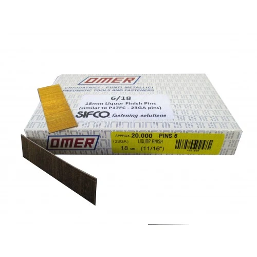 6/18 OMER® 18mm Liquor Finished 23 Gauge Headless Pins 20,000pcs/Box