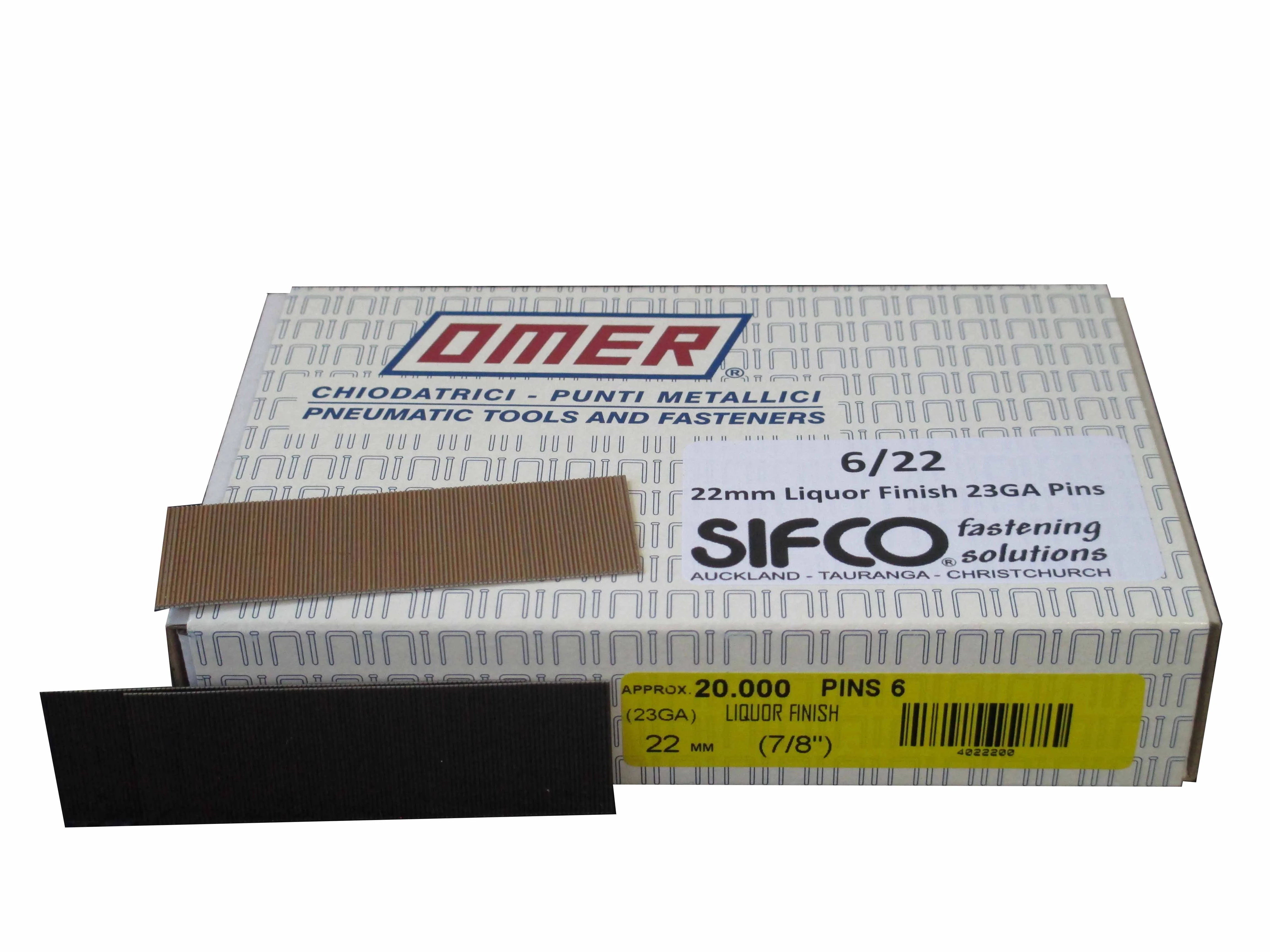 6/22 OMER® 22mm Liquor Finished 23 Gauge Headless Pins 20,000pcs/Box