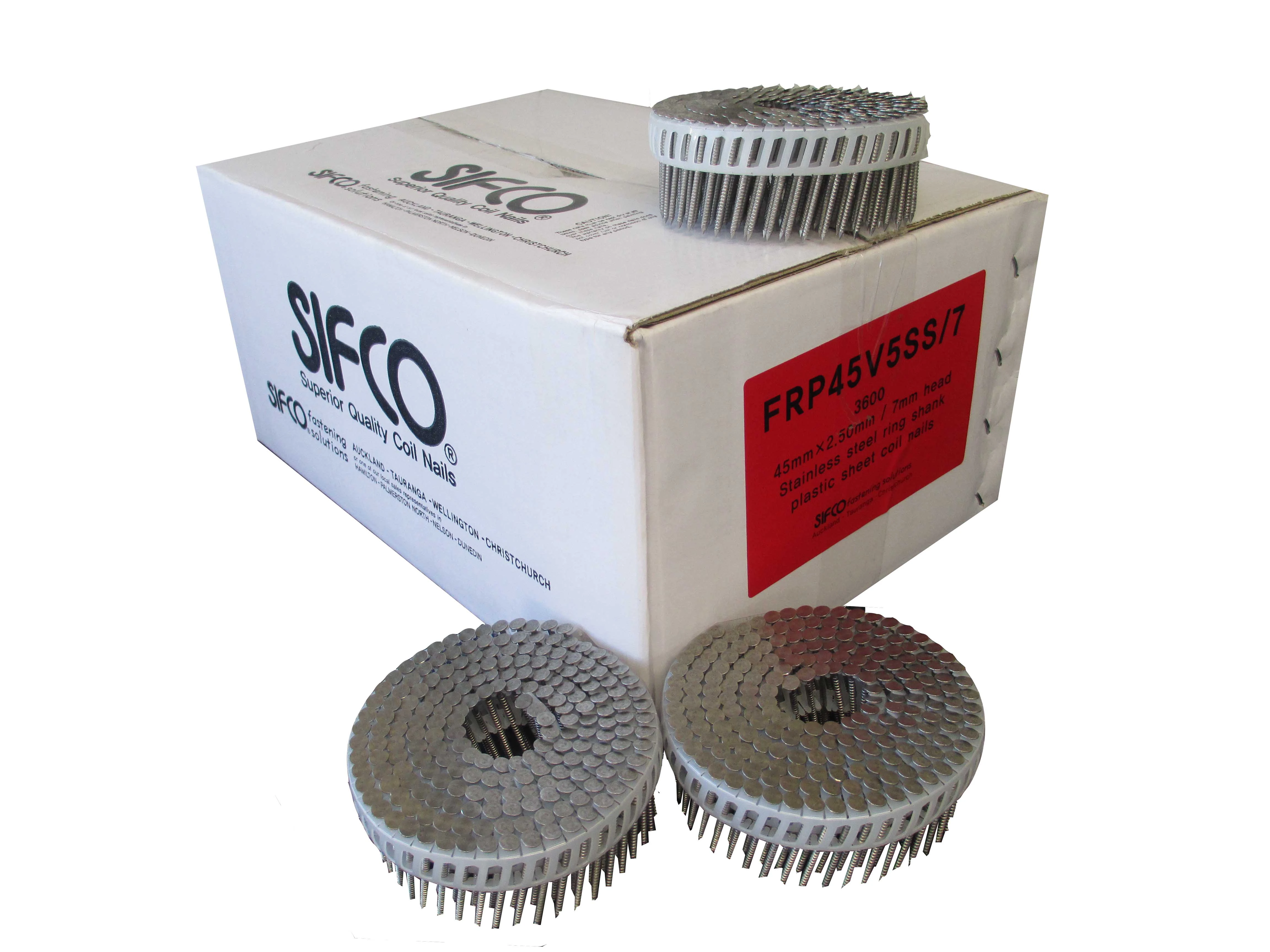 FRP45V5SS/7 SIFCO® 45mm x 2.50mm Stainless Steel Ring Shank Coil Nails 3,600pcs/Box