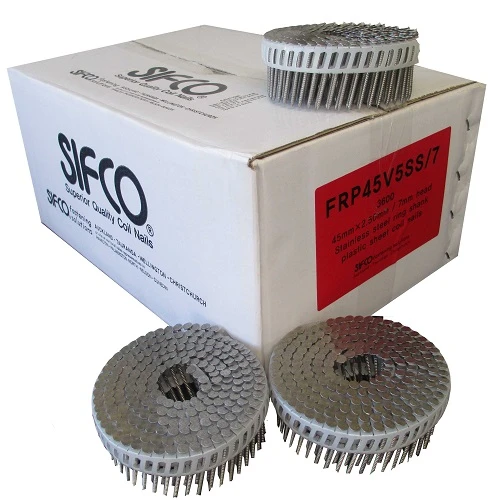 FRP45V5SS/7 SIFCO® 45mm x 2.50mm Stainless Steel Ring Shank Coil Nails 3,600pcs/Box