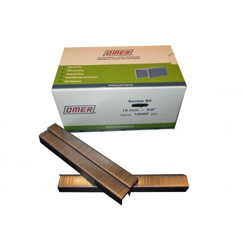 80/10CE OMER® 10mm Galvanised 21Ga. Upholstery Staples 10,000pcs/Box