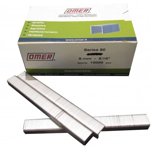 80/8CE OMER® 8mm Galvanised 21Ga. Upholstery Staples 10,000pcs/Box