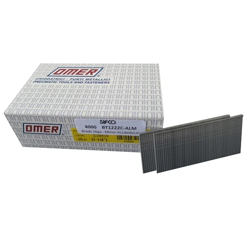 BT1222C-ALM OMER® 38mm C38 16 Gauge Aluminium Brad Nails 4,000pcs/Box