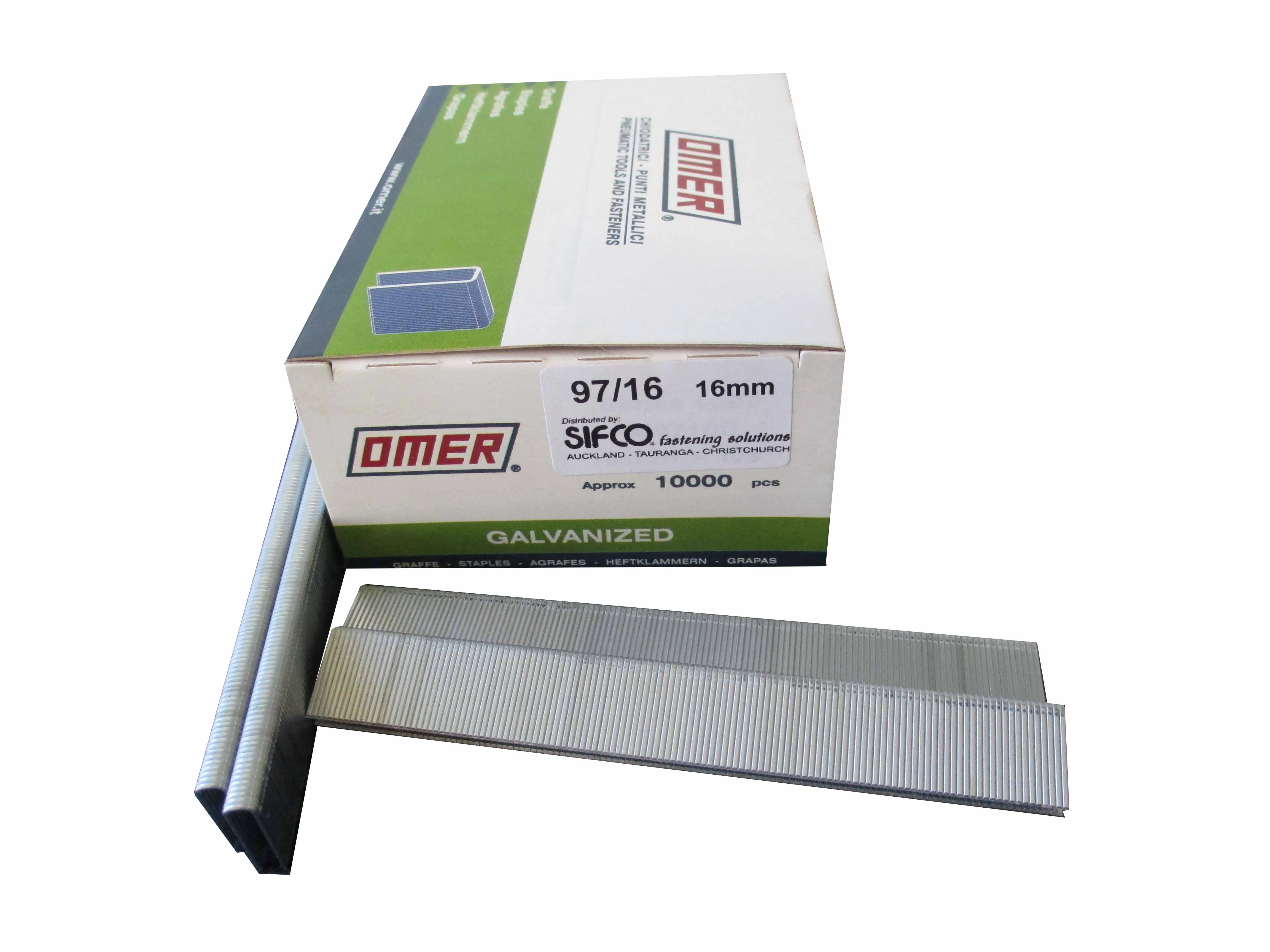 97/16-10M OMER® 16mm Galvanised Staples 10,000pcs/Box