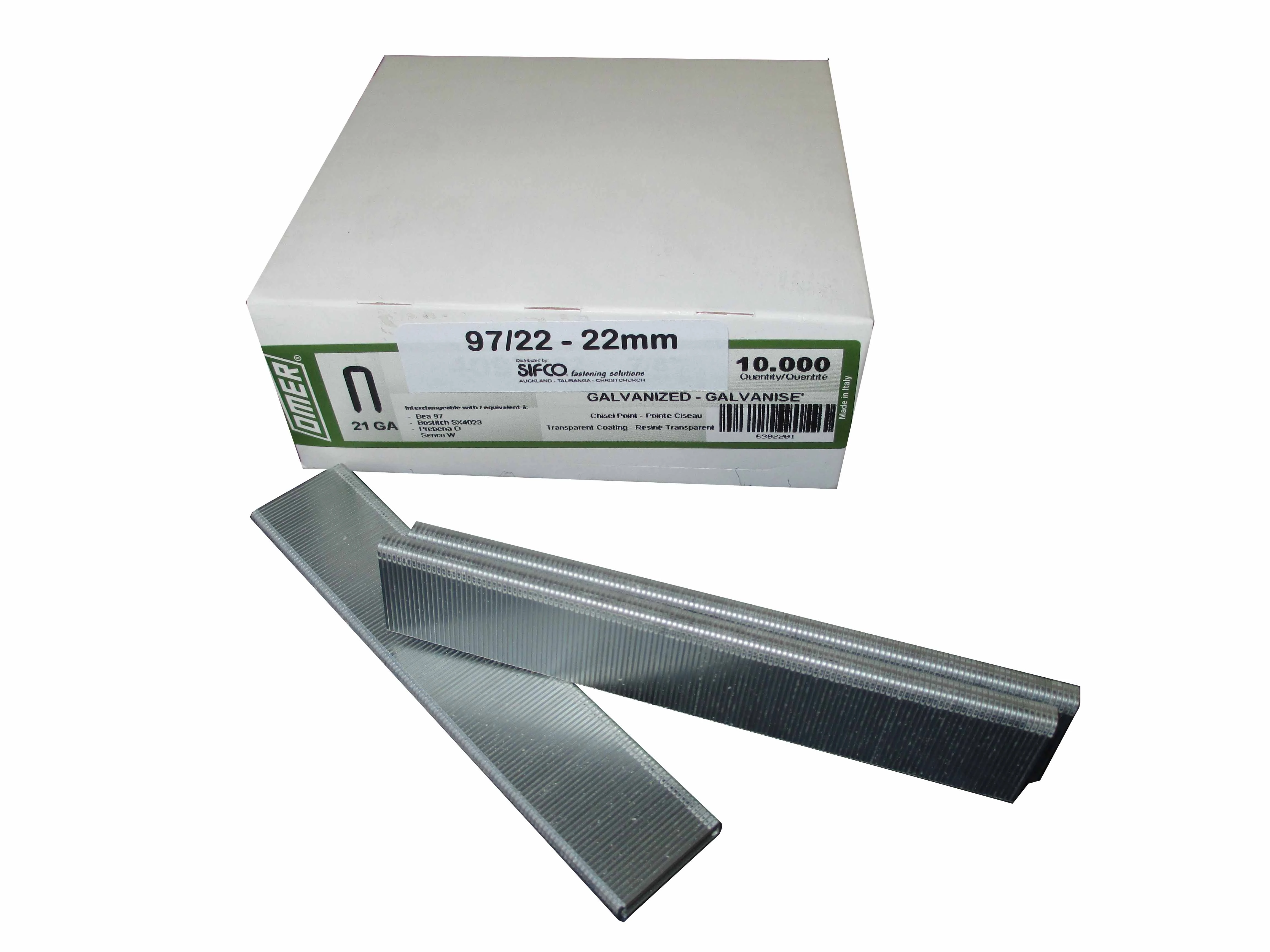 97/22-10M OMER® 22mm Galvanised Staples 10,000pcs/Box