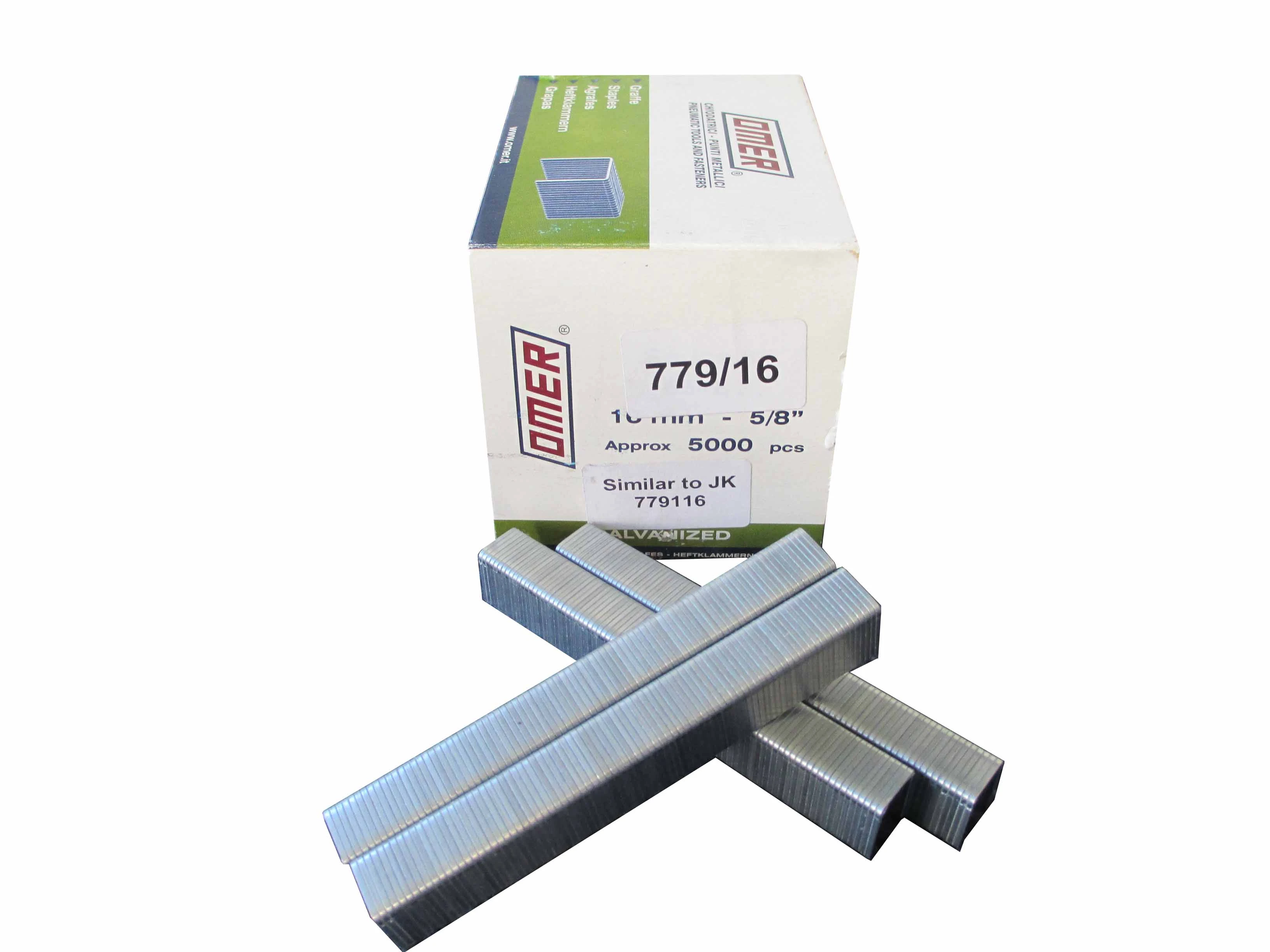 779/16 OMER® 16mm Galvanised Industrial Staples 5,000pcs/Box