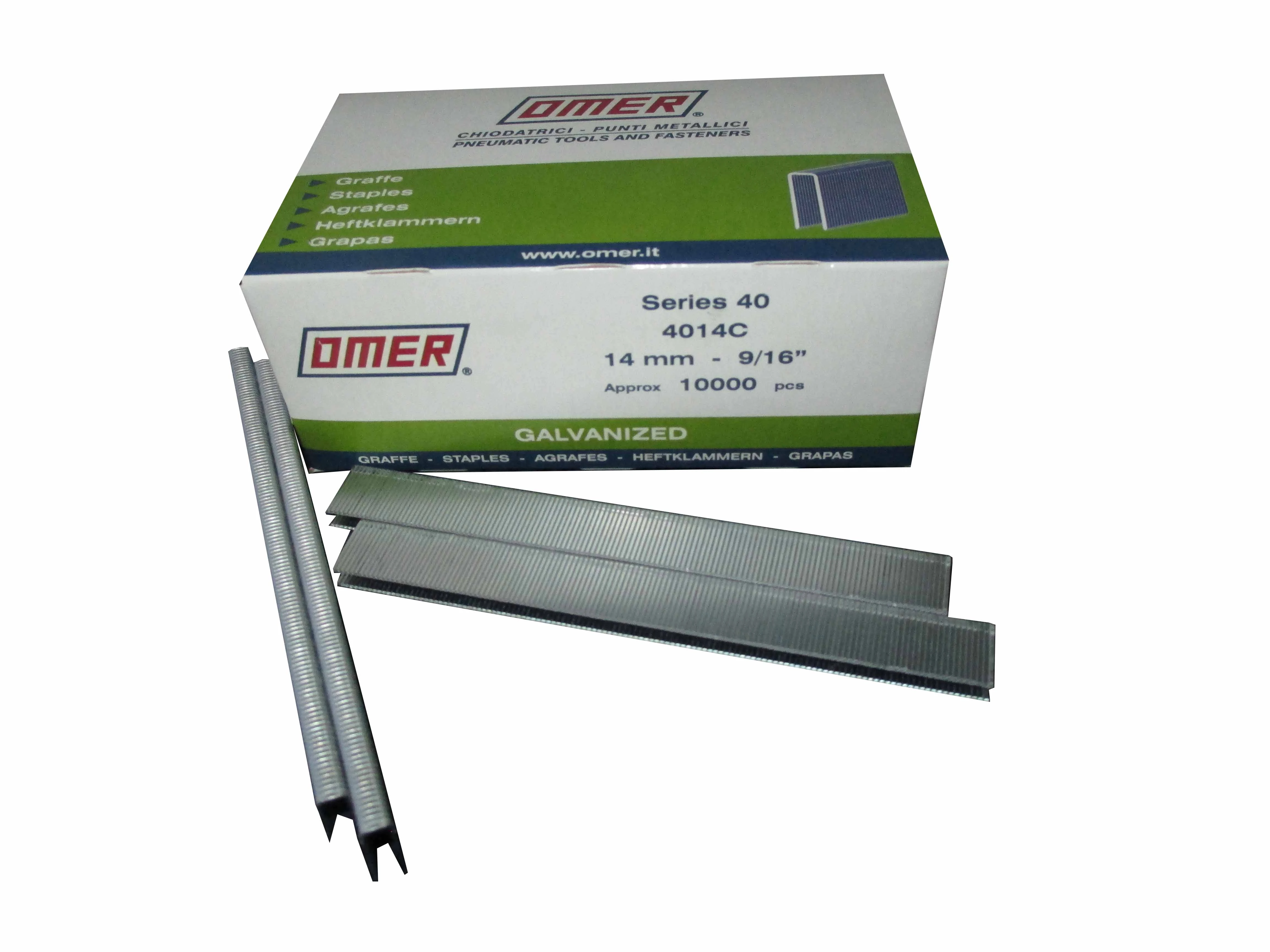 4014-10M OMER® 14mm Galvanised Industrial Staples 10,000pcs/Box