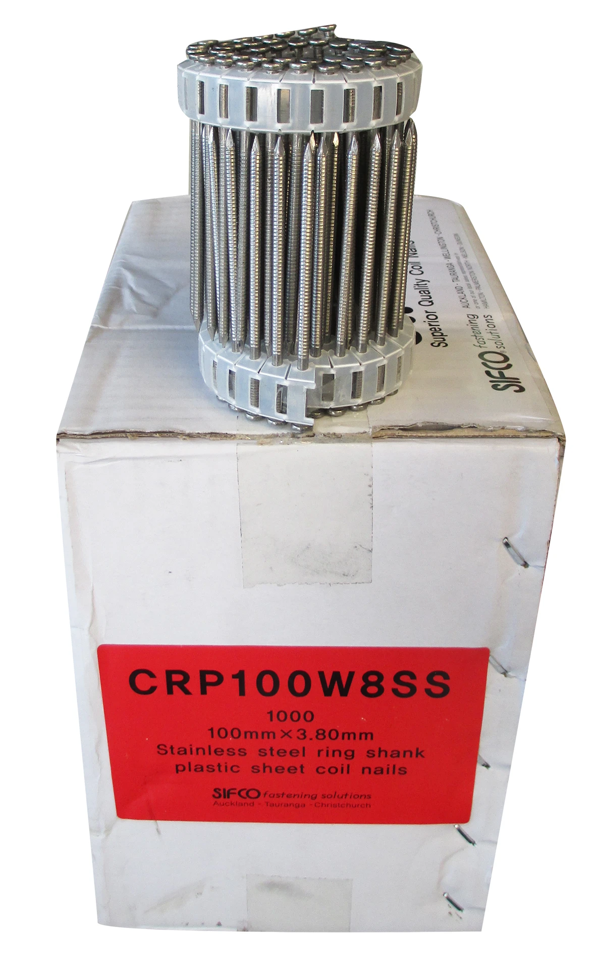 CRP100W8SS316 SIFCO® 100mm x 3.80mm Stainless 316 Ring Shank Coil Nails for use in MAX HN100-ST Coil Nail