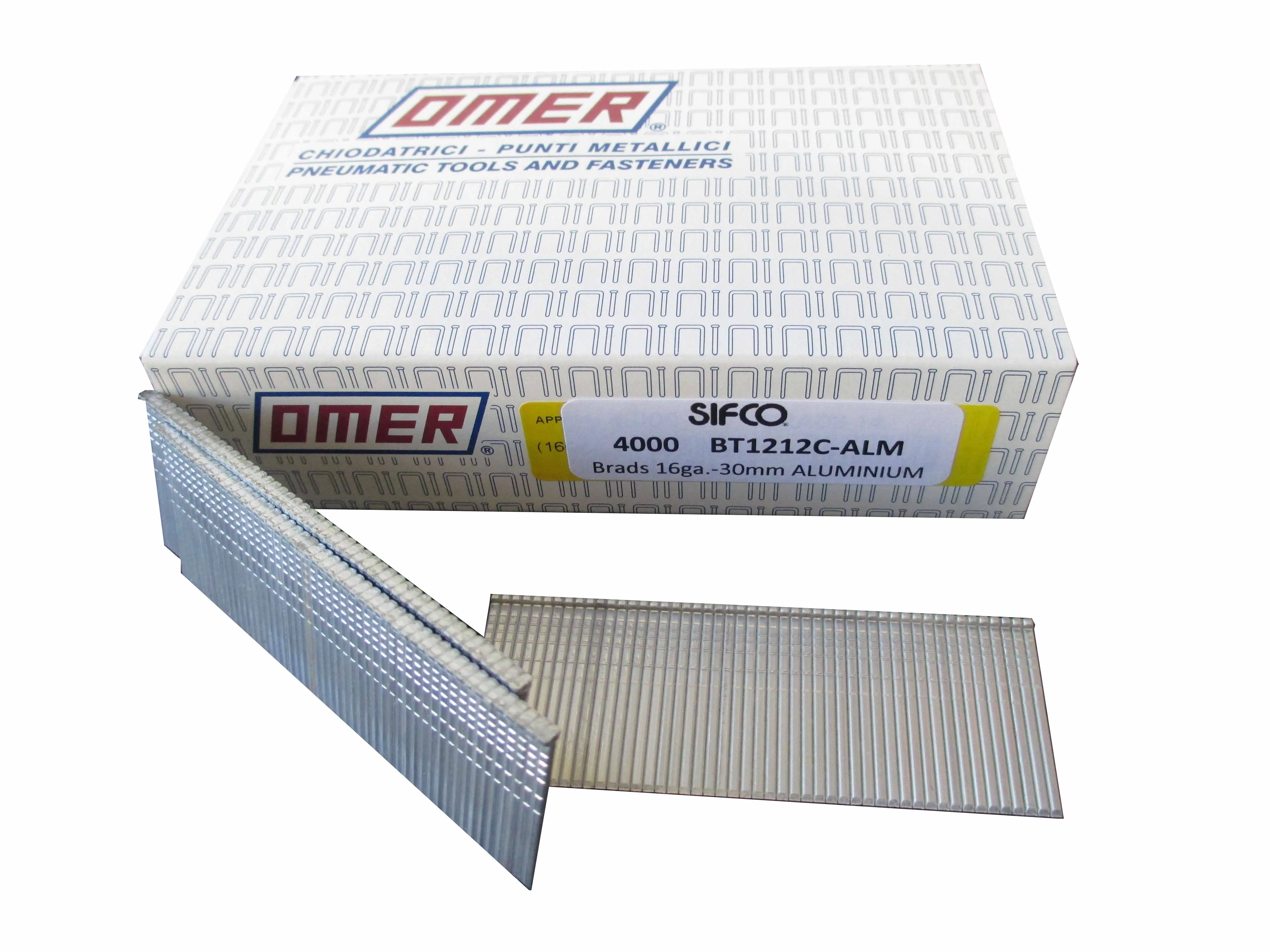 BT1212C-ALM OMER® 30mm C30 16 Gauge Aluminium Brad Nails 4,000pcs/Box