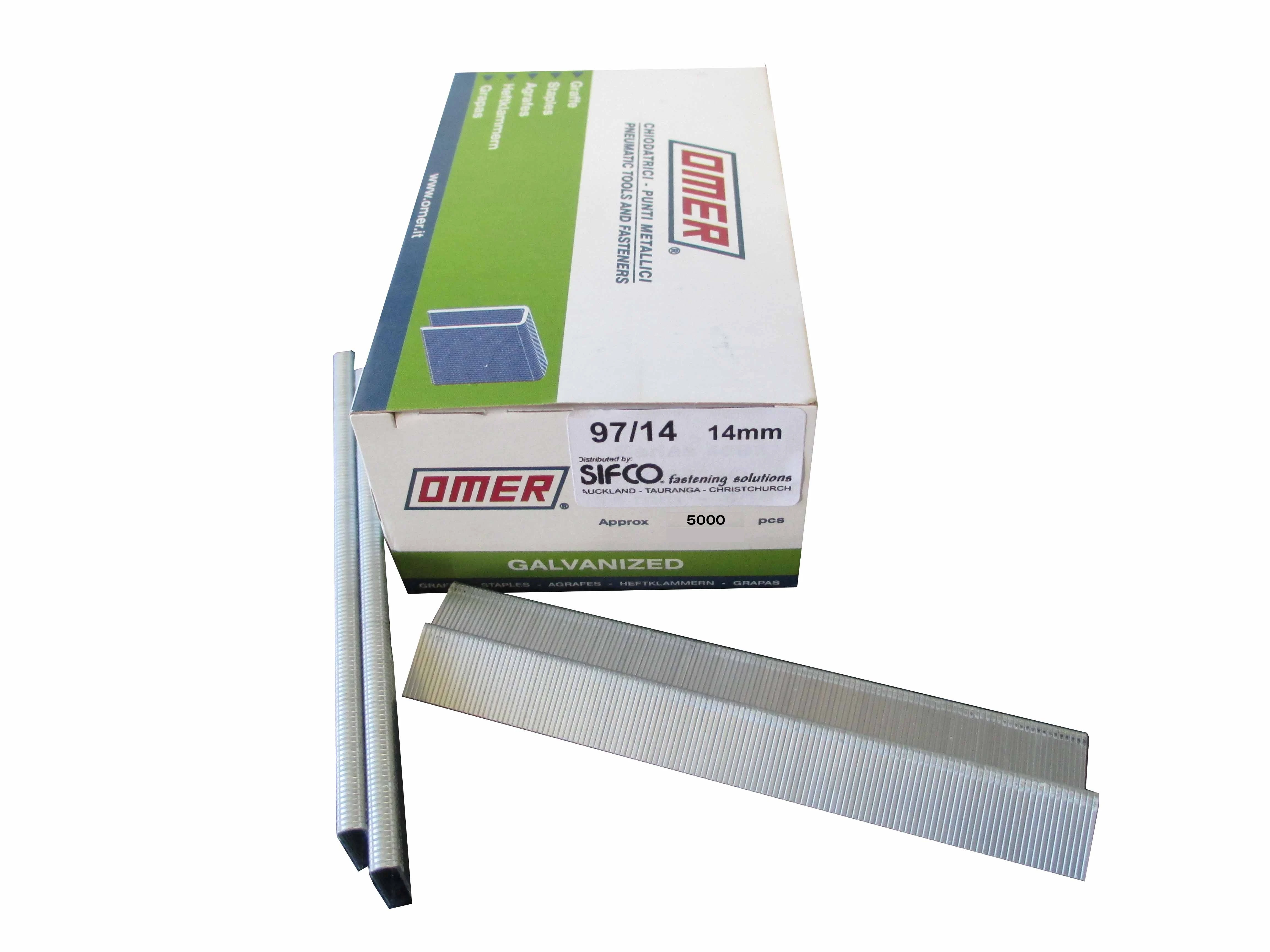 97/14-5M OMER® 14mm Galvanised Staples 5,000pcs/Box