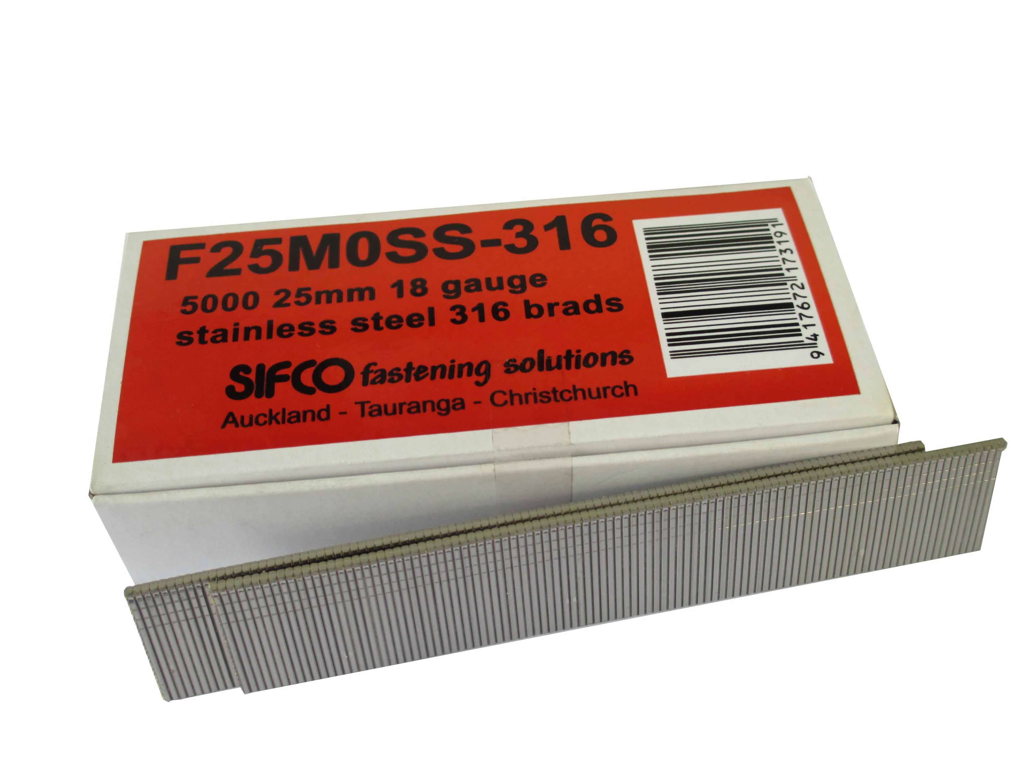 F25M0SS-316 SIFCO® 25mm C125 18 Gauge Stainless 316 Brads 5,000pcs/Box