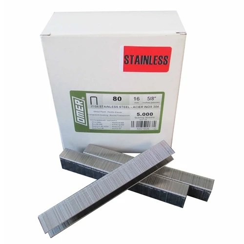 80/16SSCE OMER® 16mm Stainless 304 21Ga. Upholstery Staples 5,000pcs/Box
