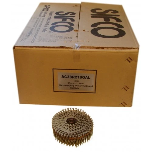 AC38R210GAL SIFCO® 38mm x 2.10mm Galvanised Ring Shank Coil Nails 16,800pcs/Box