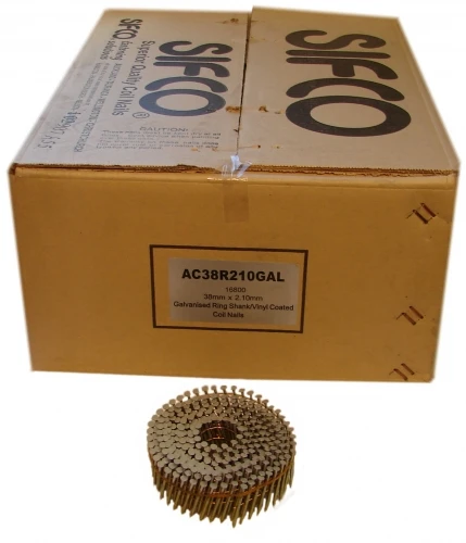 AC38R210GAL SIFCO® 38mm x 2.10mm Galvanised Ring Shank Coil Nails 16,800pcs/Box