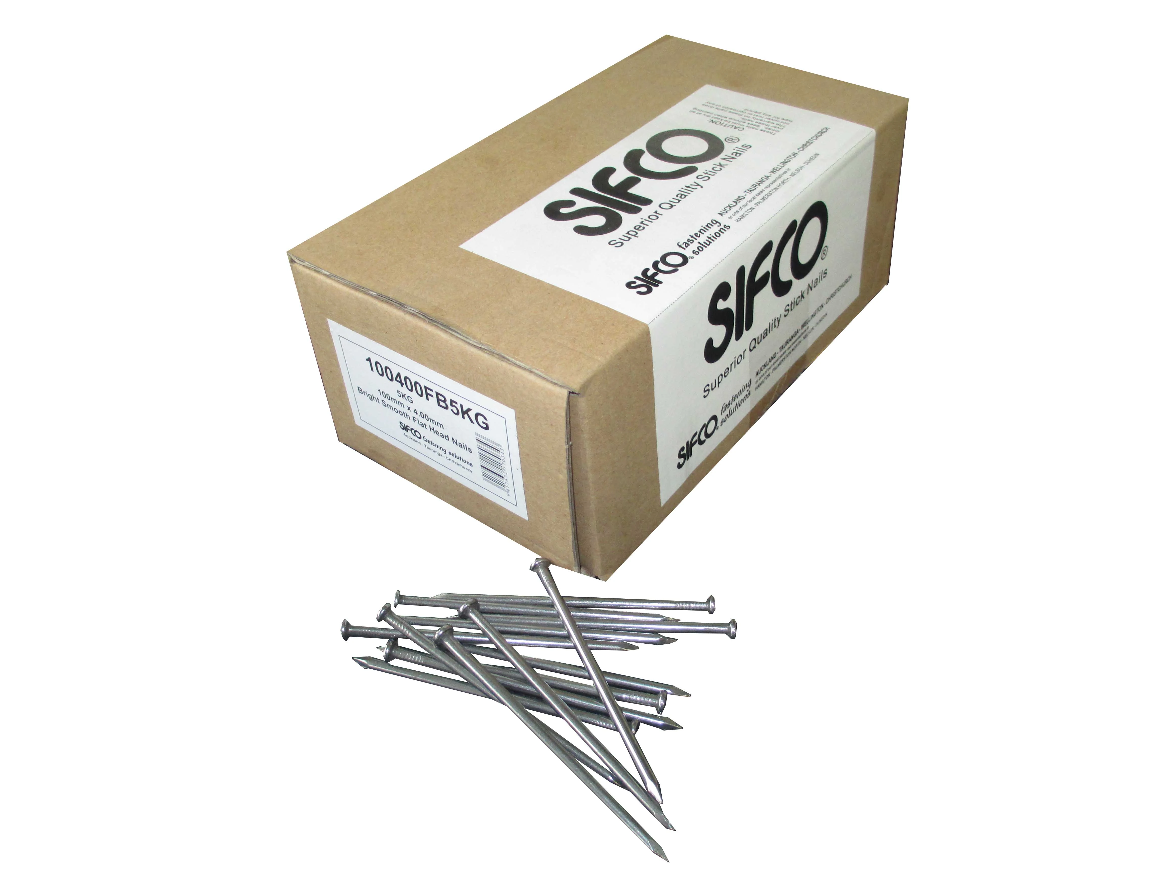 100400FB5KG SIFCO 100mm x 4.00mm Bright Flat Head loose Nails 5Kg Box