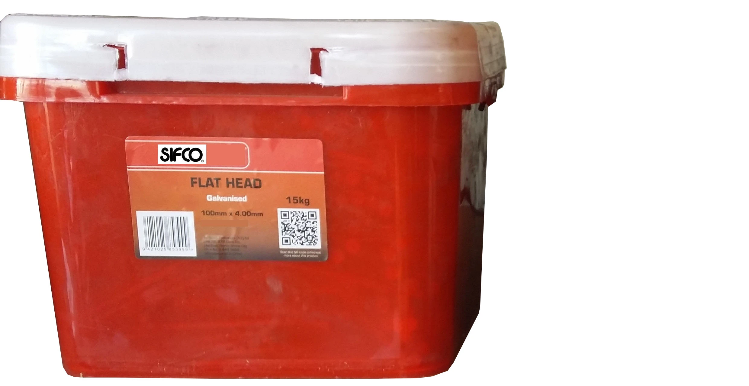 100400GF15KGP SIFCO 100mm x 4.00mm Hot Dip Galvanised Flat Head loose Nails 15Kg Pail
