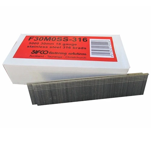 F30M0SS-316 SIFCO® 30mm C130 18 Gauge Stainless 316 Brads 5,000pcs/Box