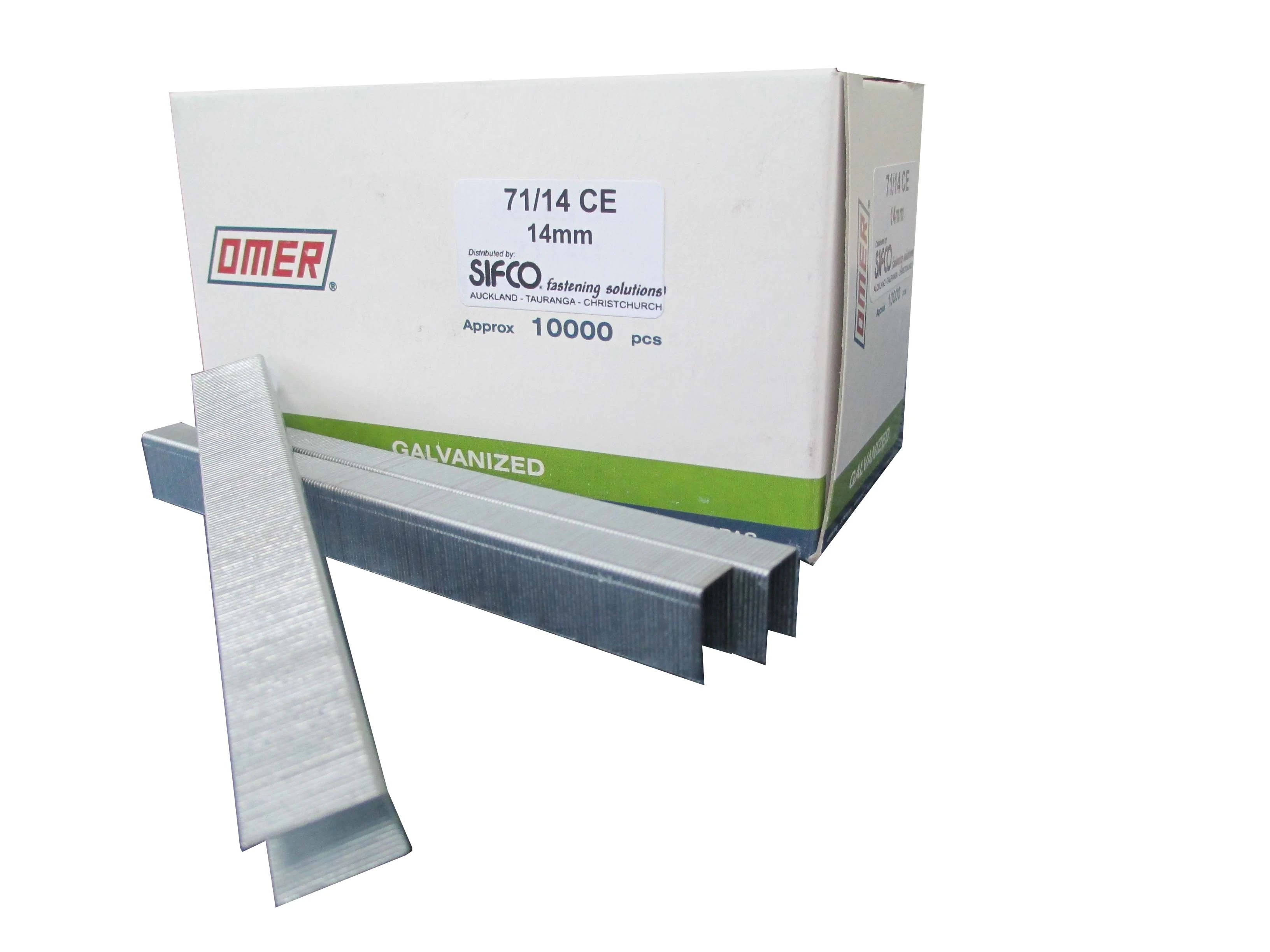 71/14CE OMER® 14mm Galvanised 23GA. Upholstery Staples 10,000pcs/Box