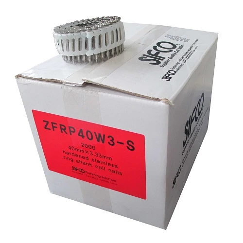 ZFRP40W3SS SIFCO® 40mm x 3.30mm Stainless Ring Shank Metal Connector Coil Nail