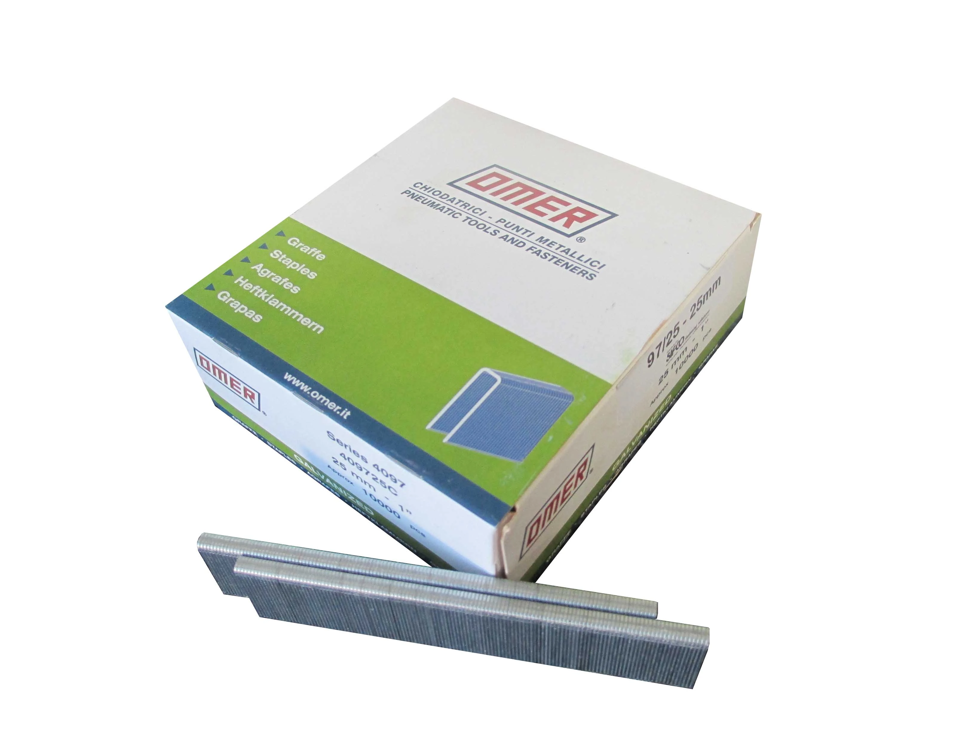 97/25-10M OMER® 25mm Galvanised Staples 10,000pcs/Box