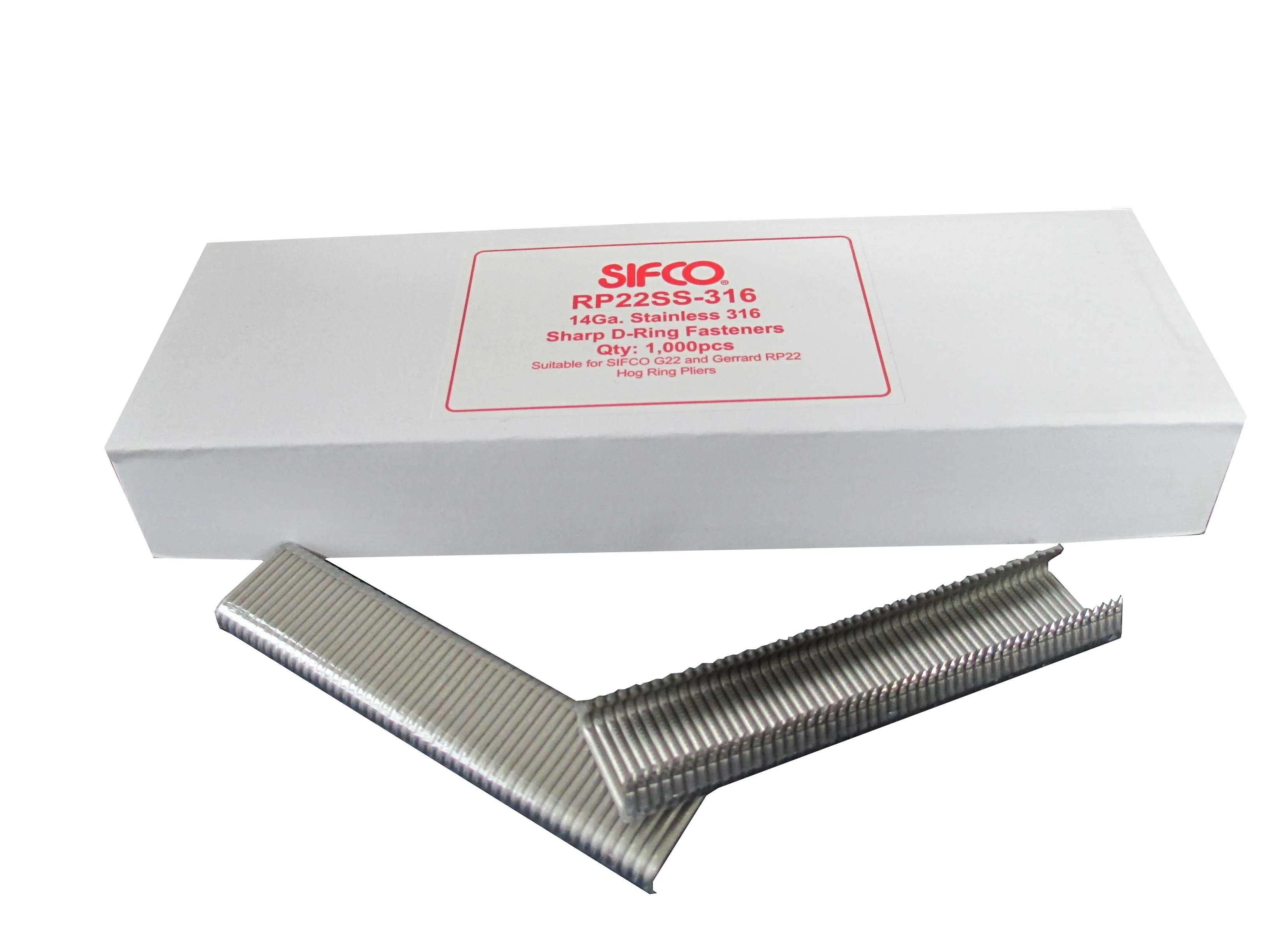 RP22SS-316 SIFCO® 14 Ga. Stainless 316 Sharp Points D-ring Wire Fencing 14mm Opening 1,000pcs/box