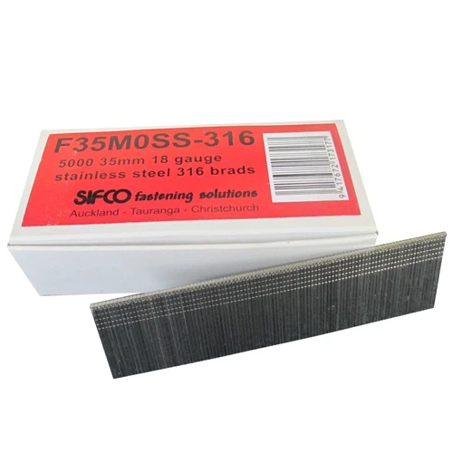 F35M0SS-316 SIFCO® 35mm C135 18 Gauge Stainless 316 Brads 5,000pcs/Box