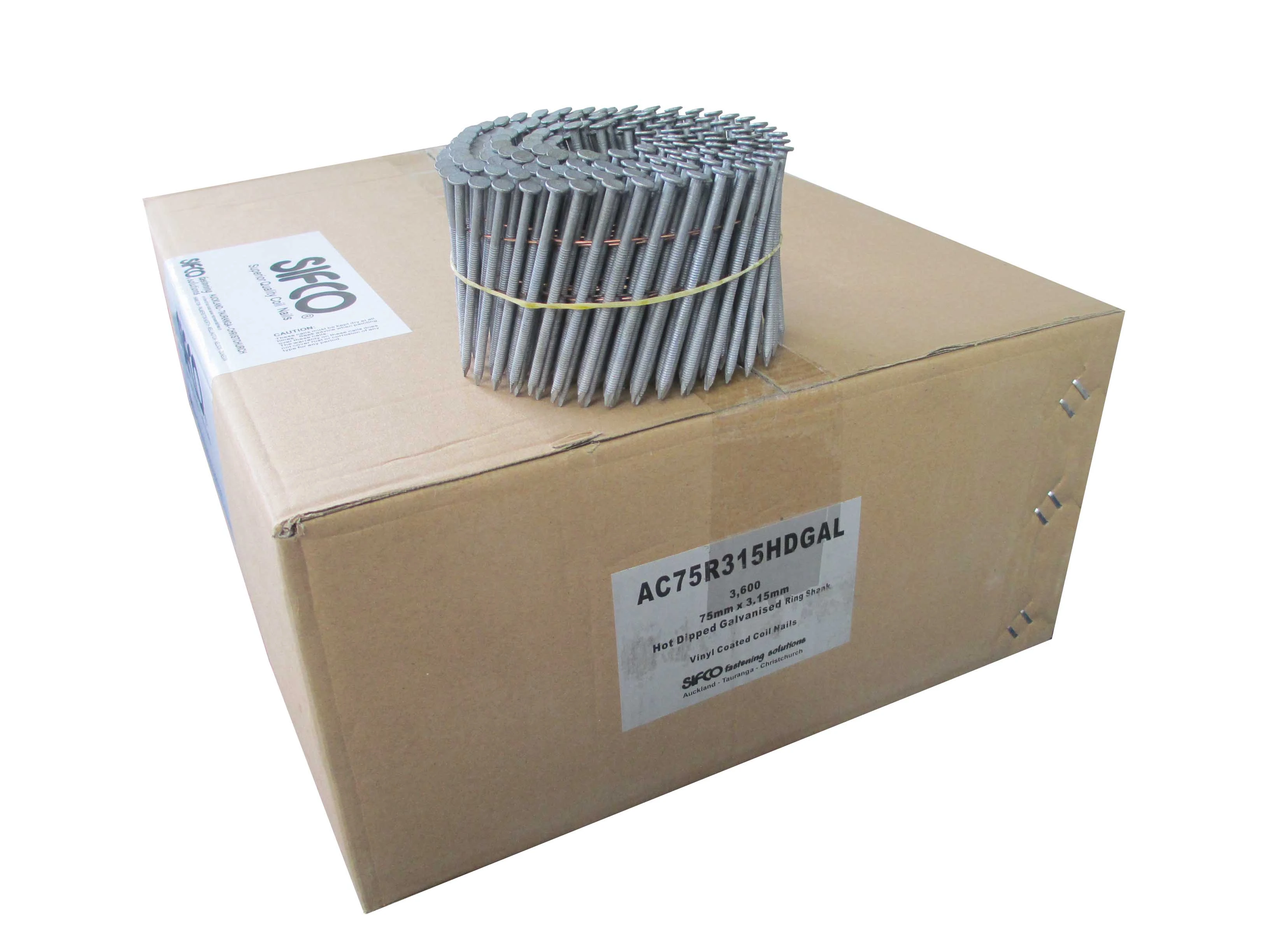AC75R315HDGAL SIFCO® 75mm x 3.15mm Hot Dip Galvanised Ring Shank Coil Nails 3,600pcs/Box