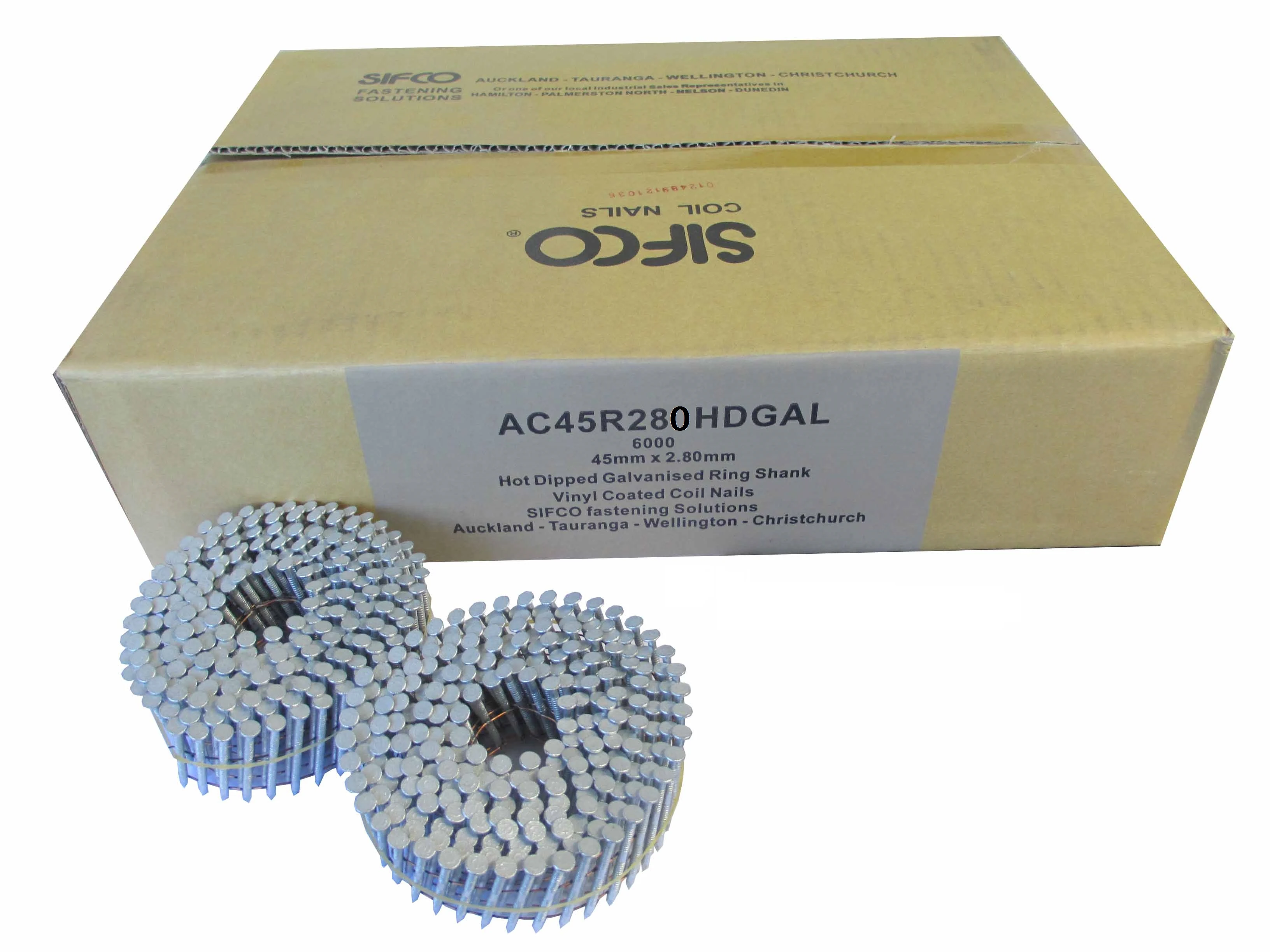 AC45R280HDGAL SIFCO® 45mm x 2.80mm Hot Dipped Galvanised Ring Shank Coil Nails 6,000pcs/Box