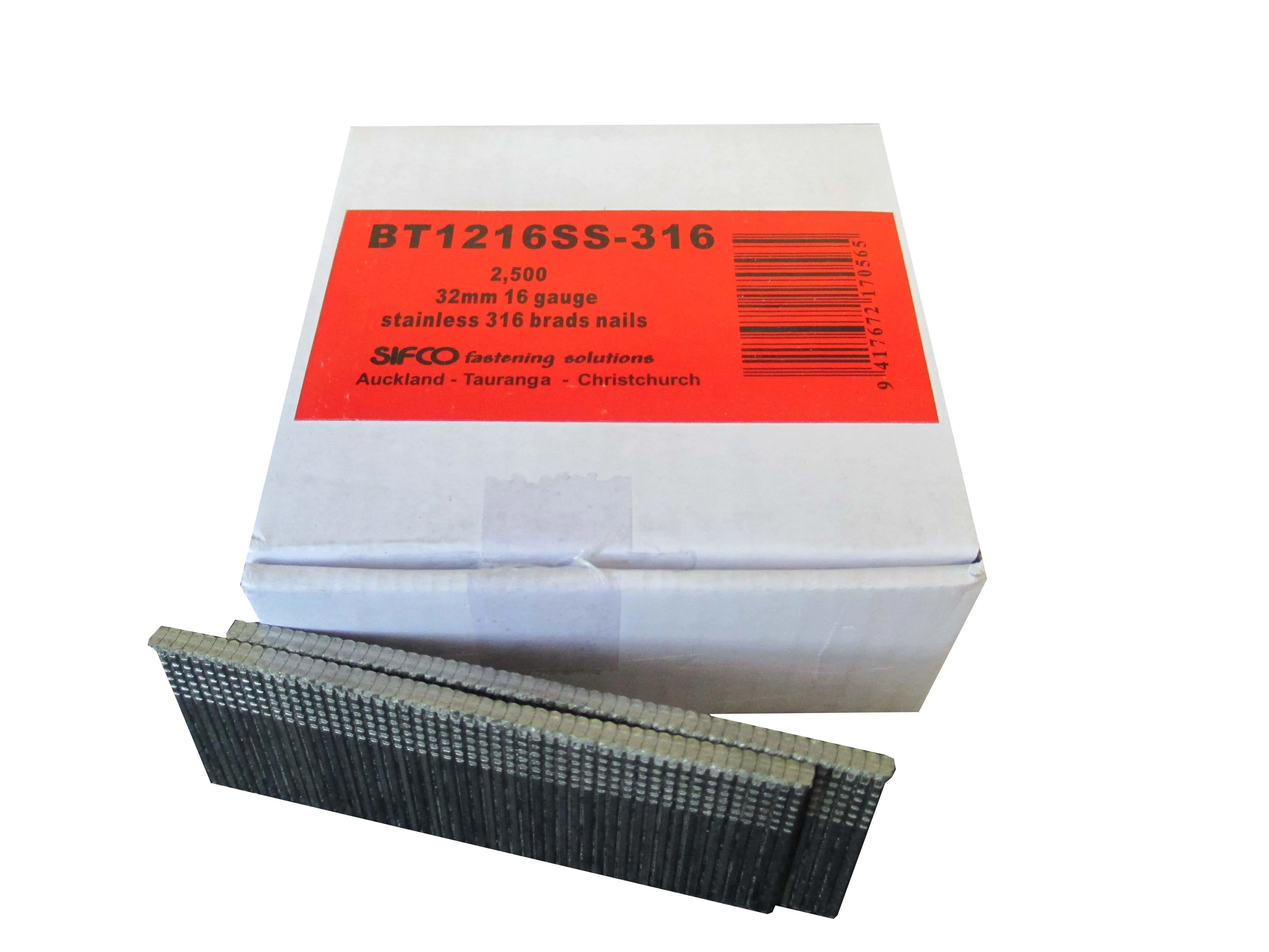 BT1216SS-316 SIFCO® 32mm C32 16 Gauge Stainless 316 Brad Nails 2,500pcs/Box