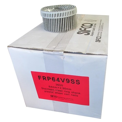 FRP64V9SS SIFCO® 64mm x 2.90mm Stainless Steel Ring Shank Coil Nails