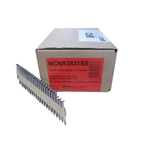 MCNR3831SS SIFCO® 38mm x 3.30mm Ring Shank Stainless Metal Connector Nails 2,000pcs/Box