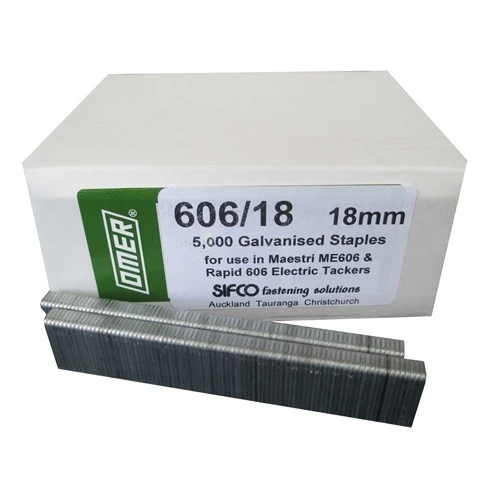 606/18-5M OMER® 18mm Galvanised Carpet Layers Staples 5,000pcs/Box