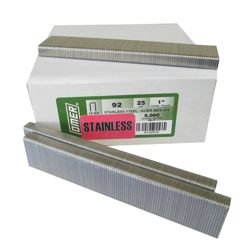 92/25SS OMER® 25mm Stainless 18 Gauge Industrial Staples for use in Air Staplers 5,000pcs/Box