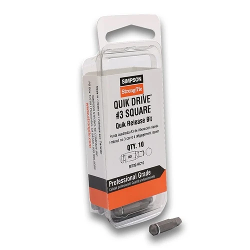 QDBIT3S-RC10 Quik Drive® Driver Bits #3 Square Drive Bit