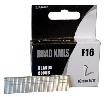 F16 APEXON® 16mm C116 18 Gauge Galvanised Brads Half Strip 2,000pcs/Box