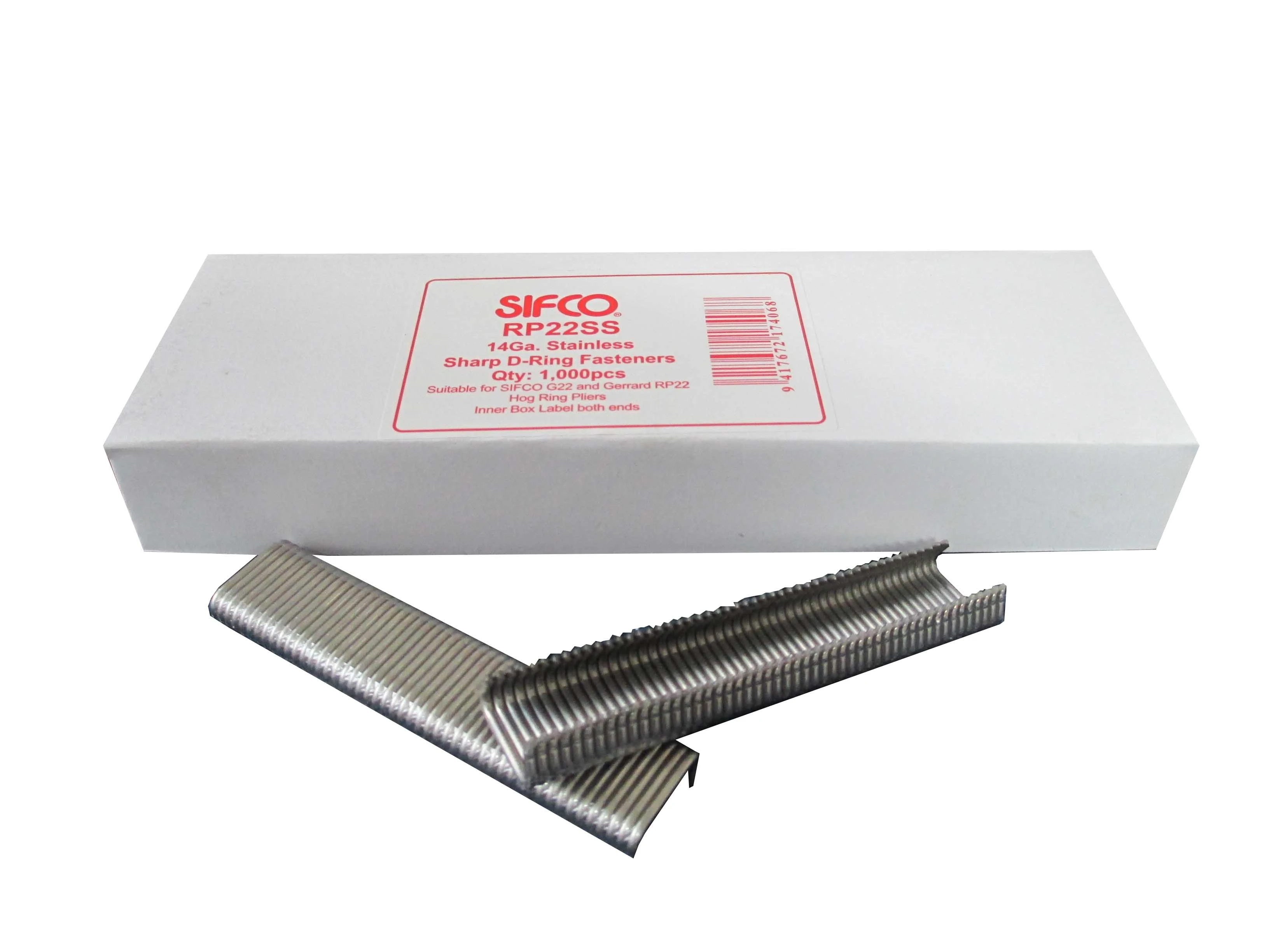 RP22SS SIFCO® 14 Ga. Stainless Steel Sharp Points D-ring for Wire Fencing 14mm Opening 1,000pcs/box