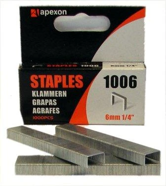 1006 APEXON® 6mm Galvanised 53/6 Staples 1,000pcs/box
