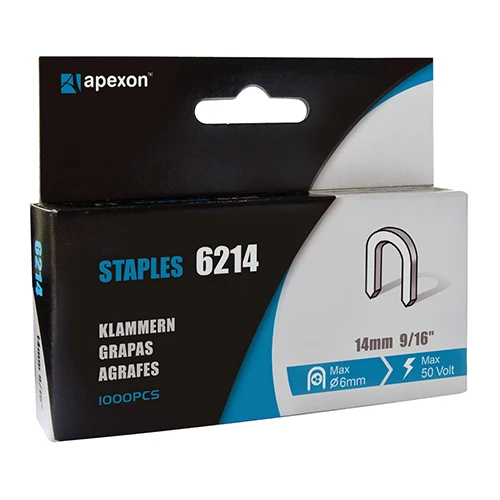 6214 APEXON 14mm Galvanised Cable Staples 1,000pcs/Box