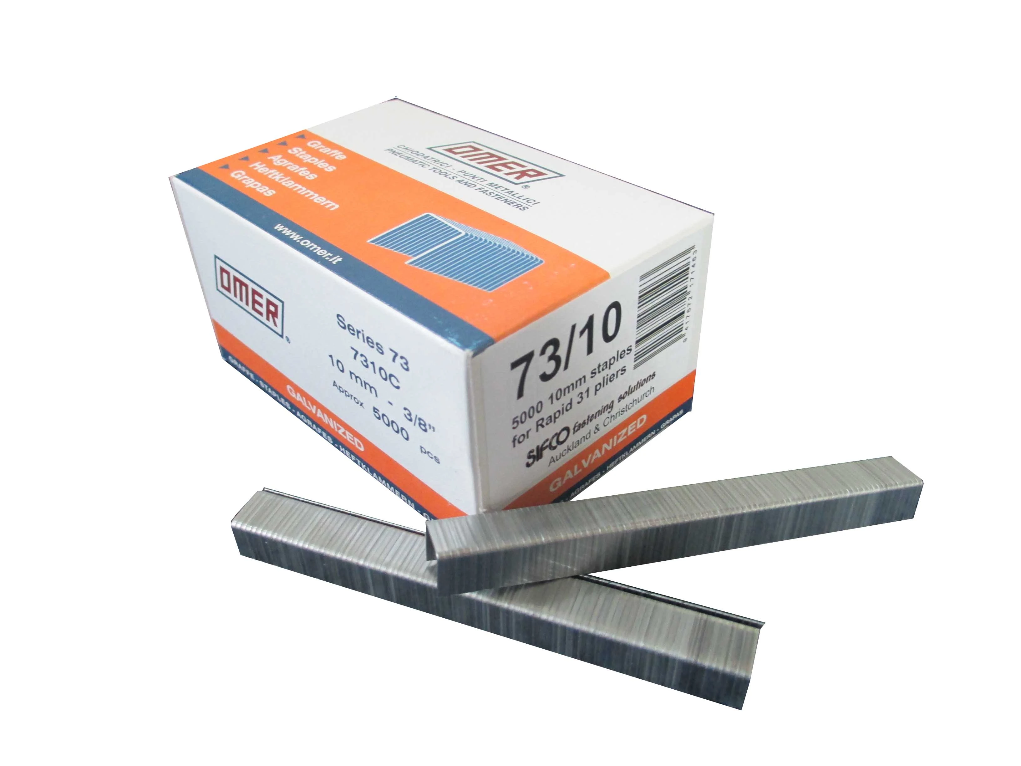73/10 OMER® 10mm Galvanised Hand Plier Staples 5,000pcs/box