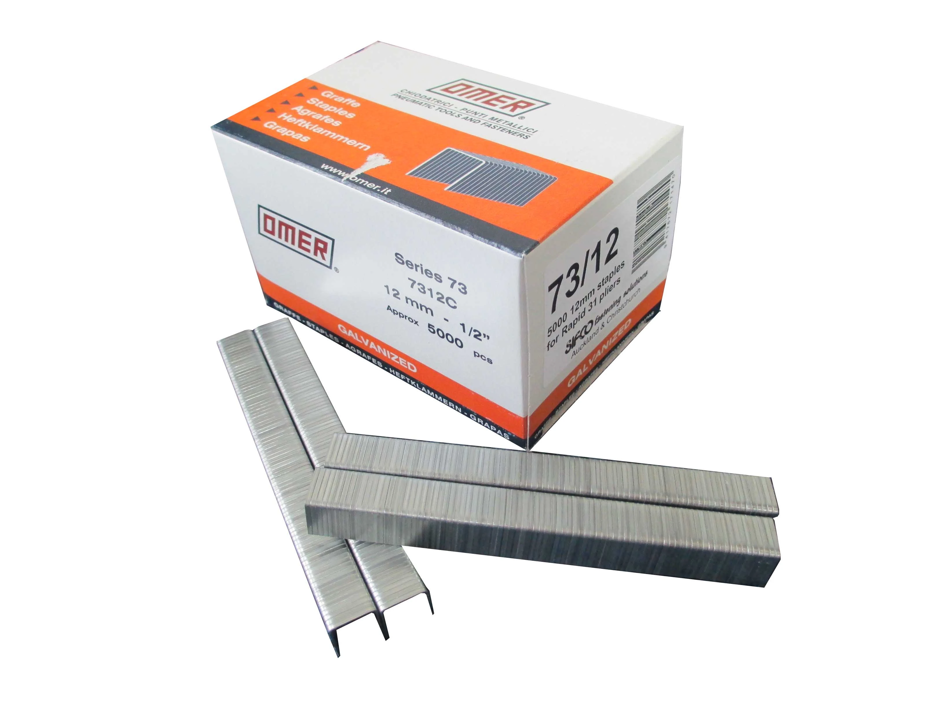 73/12 OMER® 12mm Galvanised Hand Plier staples 5,000pcs/box